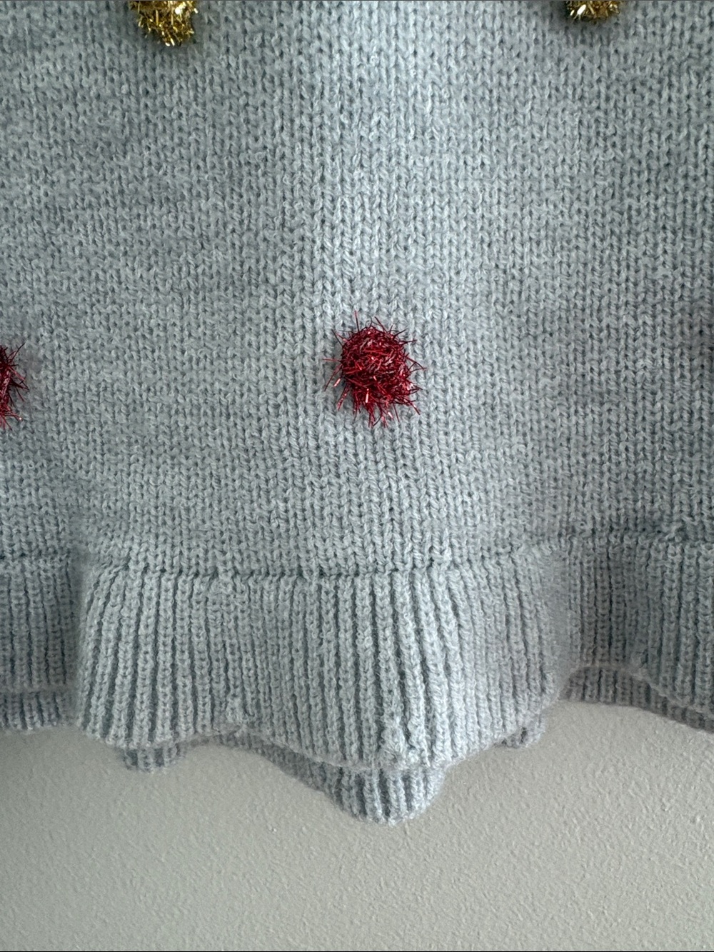 Cozy Knit A-Line Skirt in Light Gray with Multicolor Pom-Dot Accents NWOTS - Picture 5 of 11